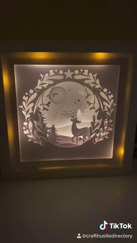 How to make a Papercut Light Up Frame! [Video] | Paper crafts, Shadow box art, Paper cutout art 3d Shadow Box Ideas Silhouette Projects, Shadow Box With Cricut, Light Boxes Ideas, Shadow Box Light Ideas, Shadowbox Paper Art, 3d Paper Art Christmas, Light Shadow Box Ideas, Lighted Shadow Box Ideas Cricut, 3d Frame Ideas Shadow Box Paper Crafts