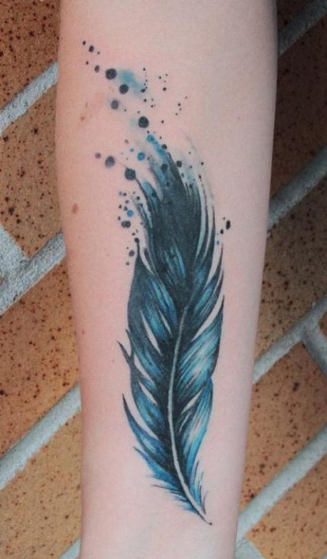 50 Beautiful Feather Tattoo Designs | Cuded Tattoo Plume, Feather Tattoo For Men, Feather Tattoo Colour, Feather Tattoo Design, Blue Tattoo, Watercolor Feather, Geniale Tattoos, Feather Tattoo, Tattoo Designs And Meanings