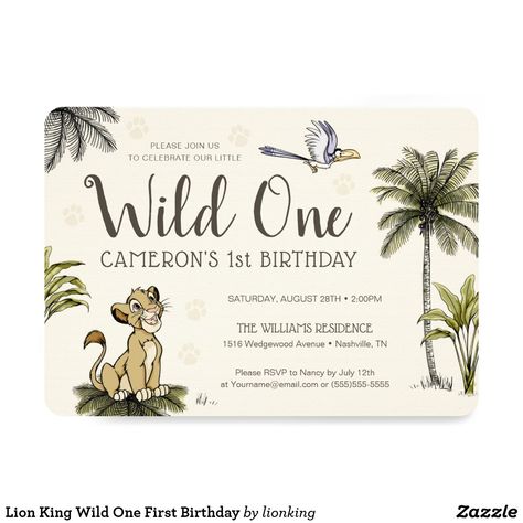 Lion King Wild One First Birthday Invitation The Lion King Birthday Party, The Lion King Birthday, Lion King Birthday Party, Lion King Invitation, Third Birthday Invitations, Lion King Baby Shower, Lion King Baby, Lion King Birthday, Disney Baby Shower