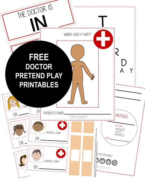 Doctor Play Set Image Dramatic Play Printables Free, Doctor Role Play, Doctor Play, Pretend Play Printables, Doctor Play Set, Play Printables, Dramatic Play Printables, Diy Doctor, Community Workers