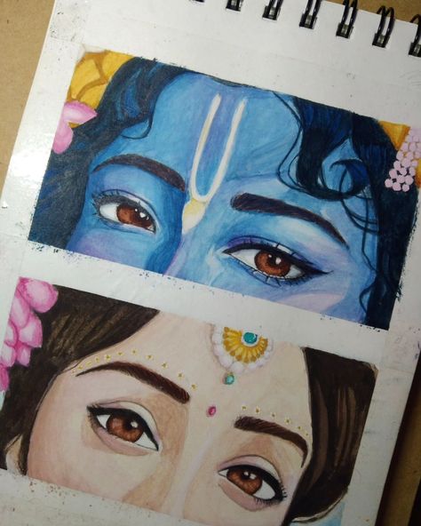 Eyes never lie 🍃🌸 . . . Watercolor painting on 160 gsm paper . . . . (Reference taken from Pinterest) #painting #watercolor #krishna #radhe #eyes #potrait #art #aesthetic #paper #happy . . What should I draw next ? Watercolor Art Krishna, Krishna Ji Painting Watercolor, Aesthetic Krishna Drawing, Krishna Eyes Aesthetic Painting, Krishan Ji Drawings, Krishna Eyes Aesthetic, Radhe Drawing, Krishna Eyes Drawing, Krishna Eyes Painting