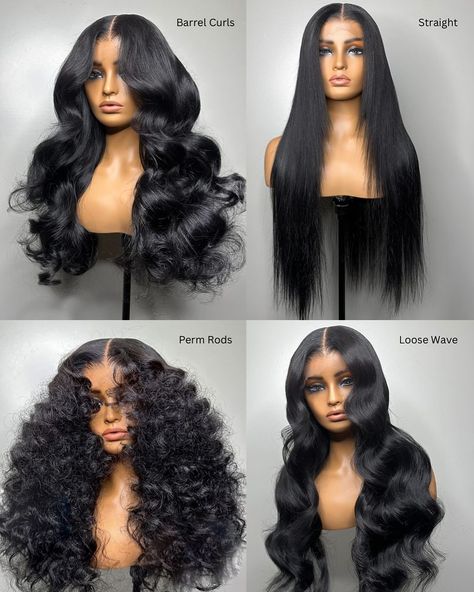 Prom Hairstyles With Wigs, Different Wigs For Black Women, Wig Hair Styling, Classy Wig Styles, Hair Idea For Black Women, Black Women Wig Styles, T Frontal Wig Styles, Wig Collection Aesthetic, Wig Styles For Prom