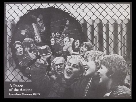 A Peace of the Action: Greenham Common 1982/3 | Leeson, Loraine | V&A Search the Collections Photomontage Poster, Greenham Common, Peace Movement, Women's History, Women In History, Great Britain, Mac, Historical Figures, Tapestry