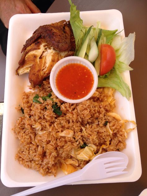 Hawker lunch nasi goreng ayam