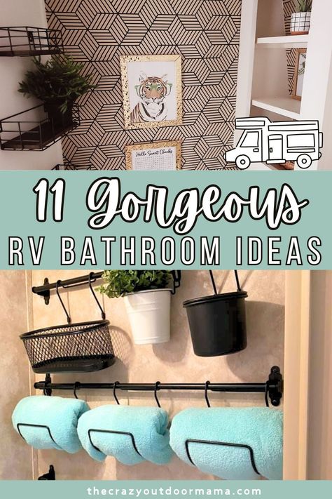 These before and after pictures will leave you excited to try some ideas in your own RV bathroom makeover! Check out these remodels as well as the deets on the decor, such as wallpaper and a modern sink! Tiny Bathroom Before And After, Camper Trailer Bathroom Remodel, Remodel Rv Bathroom, Makeover Small Bathroom, Rv Bathroom Wallpaper Ideas, Coachman Catalina Remodel, Rv Remodel Before And After Rv Makeover, Diy Rv Bathroom Remodel, Camper Sink Ideas