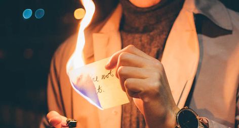 Burning Ceremony: Release Old & Stagnant Energy With This Quick Ritual Getting Over Someone, Low Light Photography, Fire Inside, One Sided Love, A Gentleman, Barn Lighting, Mug Shots, Light Photography, Low Lights