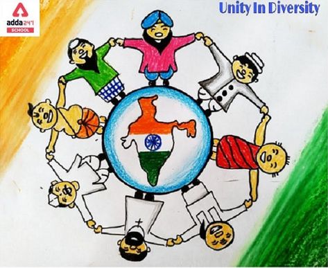 Unity in Diversity in India: Essay, Meaning, Drawing, Poster, Quotes, Slogans Unity In Diversity Drawing, Unity In Diversity Quotes, Diversity Drawing, Unity Drawing, Diversity Poster, Spiderman Painting, Independence Day Drawing, India Poster, Drawing Competition