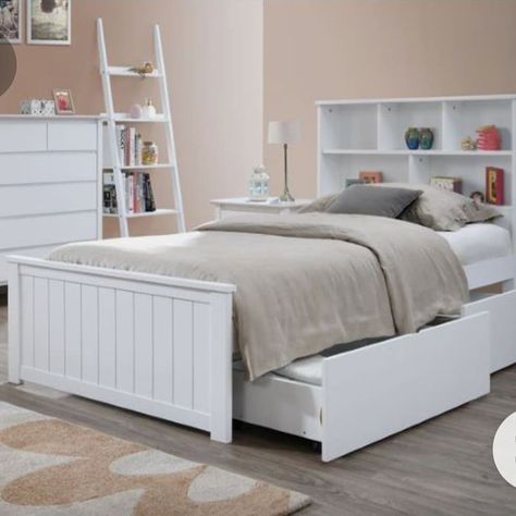 White Single Bed Frame, Toddler Bedroom Furniture, Single Trundle Bed, Apartment Bed, Kids Beds With Storage, Bed Frame Sizes, Bedroom Suites, Headboard Ideas, King Single Bed