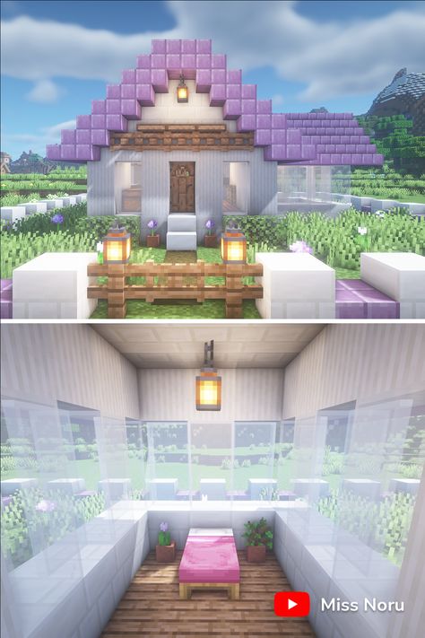 Come build a cute white and purple house with me~ This Minecraft build is a small house for one person. 💜 Made with purpur Mincraft Idea Houses Purple, Minecraft Purpur Build, House For One Person, Minecraft Purple House, Purple Minecraft House, Minecraft Empire, Minecraft Purple, Build Cute, Mc Houses