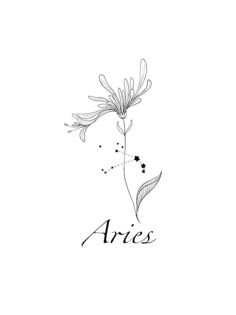 Tattoo Ideas Aries, Aries Flower Tattoo, Aries Flower, Aries Symbol Tattoos, Aries Zodiac Tattoos, Honeysuckle Tattoo, Widder Tattoo, Aries Tattoos, About Aries