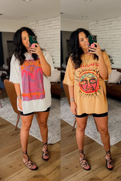 Cute Trendy Outfits Plus Size, Plus Size Outfits For Vacation, Easy Summer Outfits Midsize, Plus Size Tshirt Outfits Graphic Tees, Puerto Rico Vacation Outfits Plus Size, Plus Size Amusement Park Outfit, Big Stomach Outfits For Women, Plus Size Concert Outfit Night Summer, Mid Size Summer Outfits Big Stomach