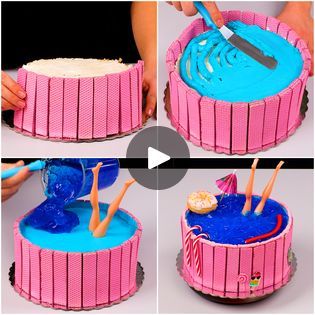 Turn a simple cake into a Barbie pool cake! 🌊💖 | Turn a simple cake into a Barbie pool cake! 🌊💖 | By MetDaan CakesFacebook Barbie Pool Cake, Heart Shaped Pool, Metdaan Cakes, Barbie Pool, Pool Cake, Cake Heart, Simple Cake, Barbie Cake, Kids Swimming