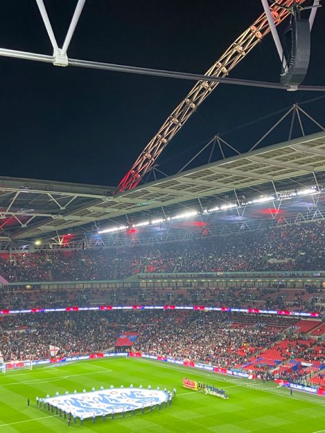 Wembley under the lights Football Aesthetic, London Pictures, Wembley Stadium, Under The Lights, Salzburg, Baseball Field, Basketball Court, Vision Board, Soccer