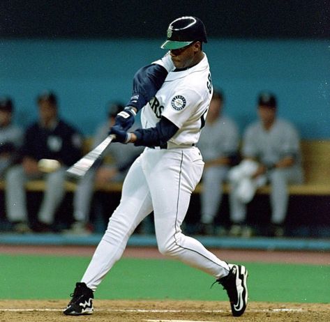 That swing tho - JR! Baseball Drawings, Baseball Hitting, Ken Griffey Jr, Seattle Sports, Baseball Guys, Ken Griffey Jr., Griffey Jr, Baseball Boys, Ken Griffey