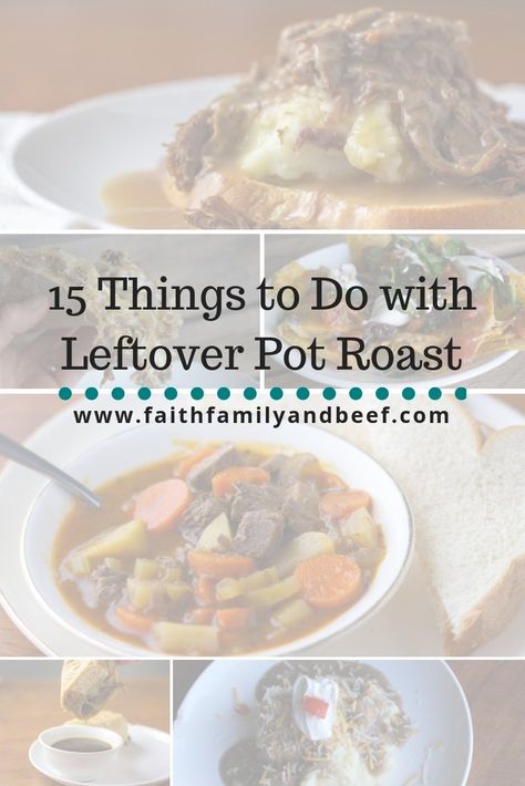 15 Things to Do with Leftover Pot Roast - delicious ways to use up pot roast and reduce food waste. Beef Broth Recipes, Leftover Pot Roast, Leftover Roast Beef, Roast Beef Recipes, Pot Roast Recipes, Broth Recipes, Roasted Meat, Leftovers Recipes, Reduce Food Waste