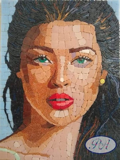 Portrait Mosaic, Face Mosaic, Mosaic Portrait, Mosaic Art Projects, Mosaic Tile Art, Mosaic Pictures, Mosaic Artwork, Pola Kristik, Mosaic Wall Art