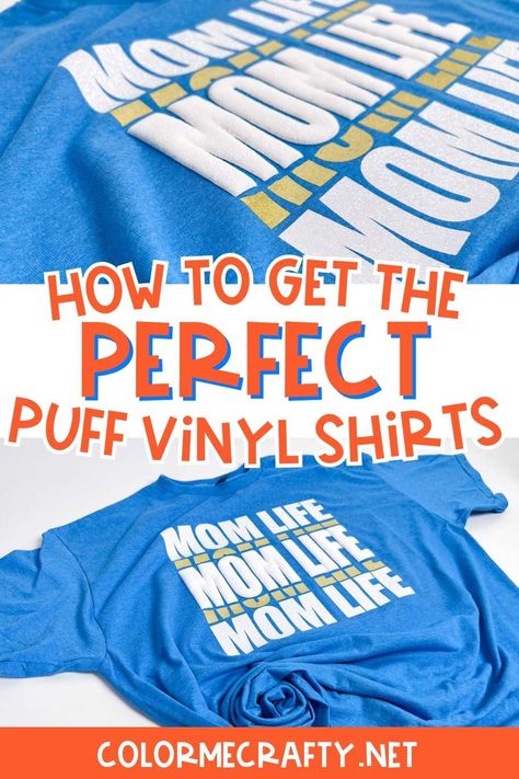 Learn the perfect technique to achieve the perfect puff vinyl shirts in this step-by-step guide, including a free SVG file. Puff Vinyl Shirt Ideas, Puff Vinyl Shirt, Vinyl Shirt Ideas, Puff Vinyl, Vinyl Shirts, Silhouette Cameo Projects, Cameo Projects, Svg Free Files, Shirt Ideas