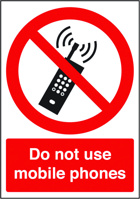 Do not use mobile phones sign.   Beaverswood - Identification Solutions Poster Sampah, Fallacy Examples, Environmental Signs, Safety Signs And Symbols, Traffic Warning Signs, Hospital Signage, Health And Safety Poster, Bulletin Boards Classroom Decor, Signage Board