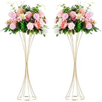 NUPTIO 2 Pcs 77.5cm Height Wedding Centerpieces Vase for Tables, Metal Trumpet Vase, Road Lead for Wedding Party Dinner Centerpiece Event for Anniversary Ceremony Birthday Event Aisle Home Decoration : Amazon.co.uk: Home & Kitchen Tall Gold Vases, Gold Wedding Centerpieces, Table Centerpiece Flower, Wedding Vase Centerpieces, Table Flower Arrangements, Gold Centerpieces, Gold Vase, Gold Wedding Decorations, Tall Centerpieces