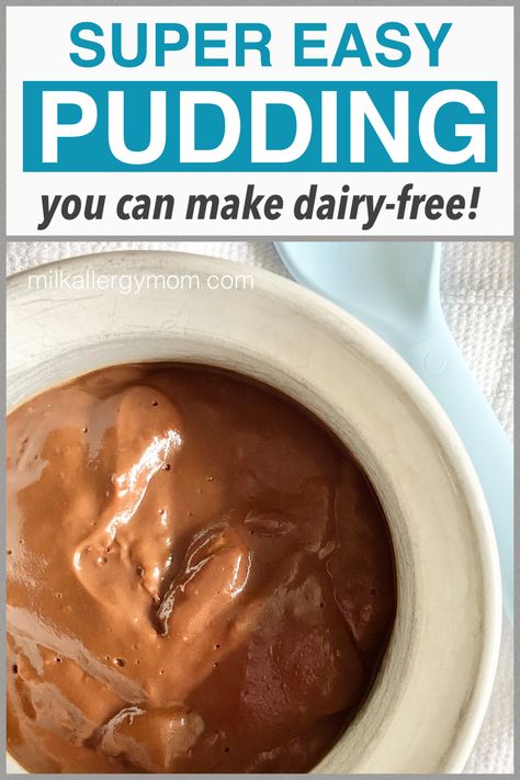 bowl of dairy free chocolate pudding made with oat milk Easy Pudding Recipe, Milk Chocolate Pudding, Almond Milk Pudding, Oat Milk Chocolate, Milk Pudding Recipe, Dairy Free Pudding, Milk Allergy Mom, Healthy Chocolate Pudding, Easy Pudding Recipes