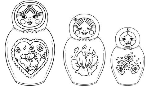 Outline Nesting Dolls Illustration, Nesting Doll Tattoo, Shrinky Dink Jewelry, Doll Tattoo, Russian Dolls, Matryoshka Doll, Russian Nesting Dolls, Russian Doll, Animated Drawings