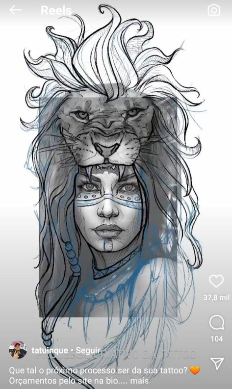 Simple Cat Tattoo, Lion Face Drawing, Female Lion Tattoo, Line Art Simple, Headdress Tattoo, Cat Tattoo Ideas, Line Tattoo Ideas, Crazy Tattoos, Hip Thigh Tattoos