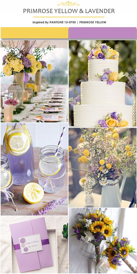 Lavender Ideas, Lavender Wedding Colors, Lila Party, Lavender Wedding Theme, Lavender Bridal Bouquet, Tangled Wedding, Yellow Wedding Colors, Wedding Color Palette Summer, Yellow Wedding Theme