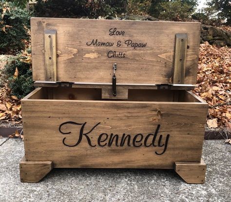 Wood Toy Box, Wooden Toy Chest, Wood Toy Chest, Woodworking Projects Unique, Camping Box, Wooden Toy Boxes, Unique Woodworking, Box Chest, Homemade Toys