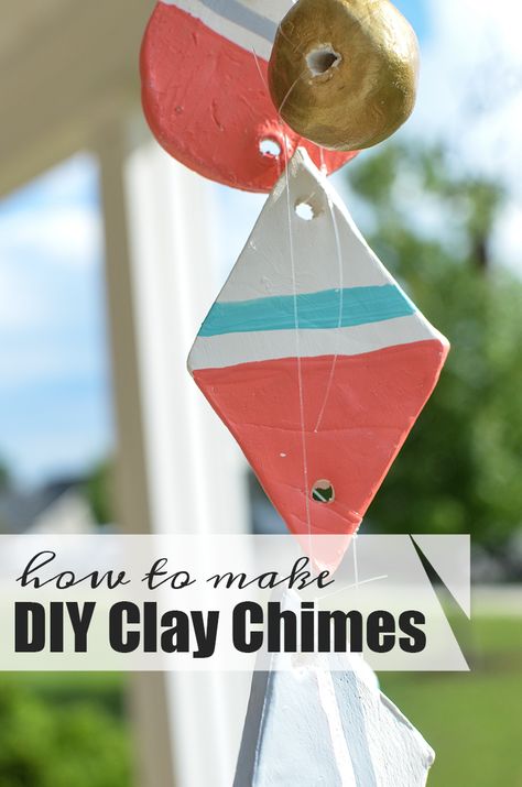 How to Make DIY Clay Chimes from air drying clay.  These make such a fun, colorful addition to the porch! Clay Chimes, Clay Wind Chimes, Chimes Diy, Windchimes Diy, Make Wind Chimes, Air Drying Clay, Rainy Day Crafts, Diy Wind Chimes, Clay Crafts Air Dry