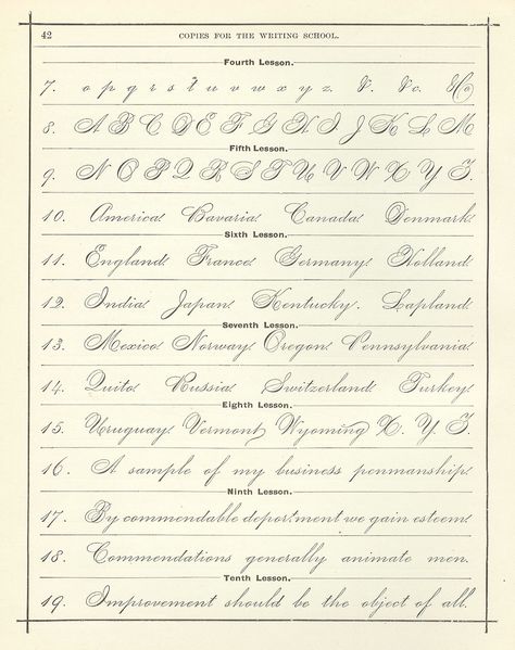 Antique Images: Digital Background: Vintage Handwriting Clip Art Cursive Alphabet Page English Cursive Alphabet, Penmanship Alphabet, Penmanship Practice, Fonts Handwriting Alphabet, Cursive Practice, Cursive Writing Worksheets, Cursive Words, Handwriting Analysis, Writing School