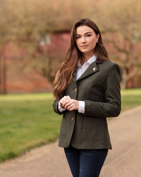 Tweed Ladies Tweed Jacket, Country Wardrobe, John Partridge, Waistcoat Outfit, Loden Green, Womens Tweed Jacket, Tweed Waistcoat, Country Style Outfits, Green Tweed