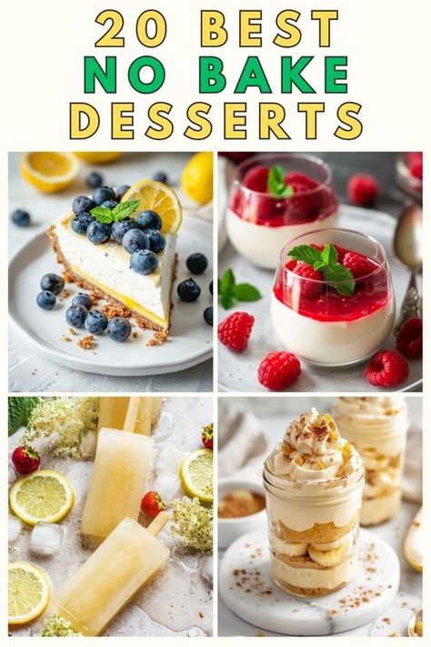 Irresistible no bake desserts! Perfect for summer, our recipes include favorites like no bake cheesecake and cookies, plus unique mini desserts. Ideal for any occasion, these dessert recipes are sure to impress without any fuss. Pin now and enjoy effortless sweetness! Best Summer Dessert Recipes, Easy Desserts No Bake, No Bake Desserts Easy, Mini No Bake Cheesecake, Healthy Thanksgiving Desserts, Cheap Desserts, Light Dessert, Birthday Cake Decorating Ideas, Yummy Desserts Easy