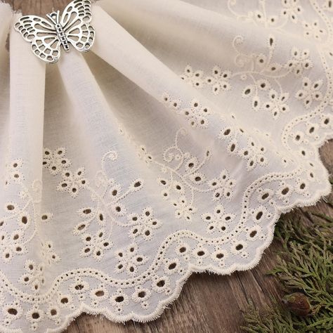 PRICES MAY VARY. [Useful Design] Elegant embroidery eyelet lace trim is offered in the three most useful colors(white ivory beige),in the simple yet unique design(vintage flower pattern), in a natural fiber(cotton),in manufacturing process(neat and precise machine embroidering).If you're interested, keep reading "PRODUCT DESCRIPTION"~ [Size] Width:5.5inch/14cm Length: 3yards/2.7m. 3 yards is sufficient to make a lot of things with your projects. [Easy to Use] Beige cotton lace trim can be cut in Vintage Flower Pattern, Coachella Outfits, Emb Designs, Country Decorating, Elegant Embroidery, Coachella Outfit, Wedding Summer, Summer Bbq, Lace Ribbon