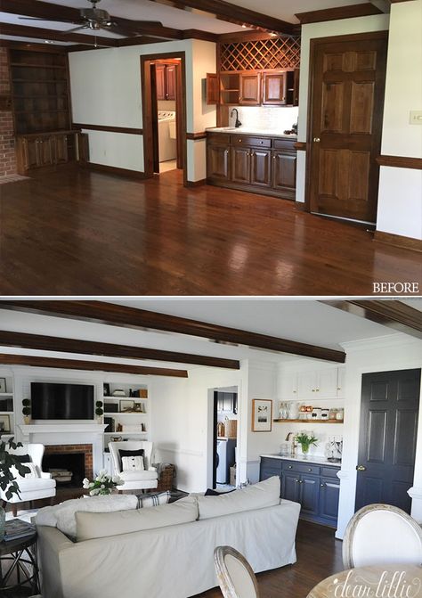 Paneling Makeover, Dear Lillie, Recessed Lights, Beautiful Pendants, Makeover Before And After, After Pictures, Up House, Room Remodeling, Before And After Pictures