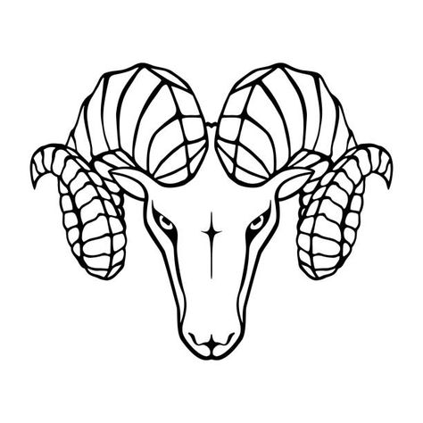 Ram Symbol Tattoo, Simple Ram Tattoo, Black Ram Tattoo, Aries Line Art, Aries Ram Drawing, Aries Symbol Art, Ram Head Drawing, Aries Art Drawing, Aries Animal