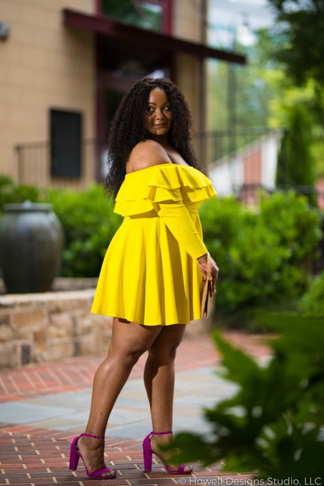 Plus Size Dress by Rue 107 - Plus Size Fashion for Women Women Photoshoot Ideas, Yellow Plus Size Dresses, Women Photoshoot, Curvy Fashionista, Stylish Plus, Plus Size Fashion For Women, Curvy Girl Fashion, Ladies Tops Fashion, Model Agency