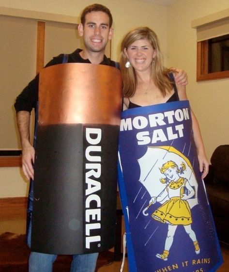 Assault and Battery Punny Halloween Costume Pun Costumes, Punny Costumes, Sibling Halloween Costumes, Punny Halloween Costumes, Most Creative Halloween Costumes, Halloween Costume Puns, Halloween Costumes Diy Couples, Clever Costumes, Funny Couple Halloween Costumes