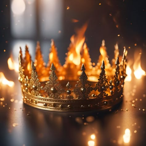 Fire Crown Aesthetic, Golden Kingdom Aesthetic, Spark Of The Everflame Aesthetic, Crown On Fire, Fire Queen Aesthetic, Asteria Aesthetic, Orion Aesthetic, Kpop Album Cover Ideas, Kpop Album Cover