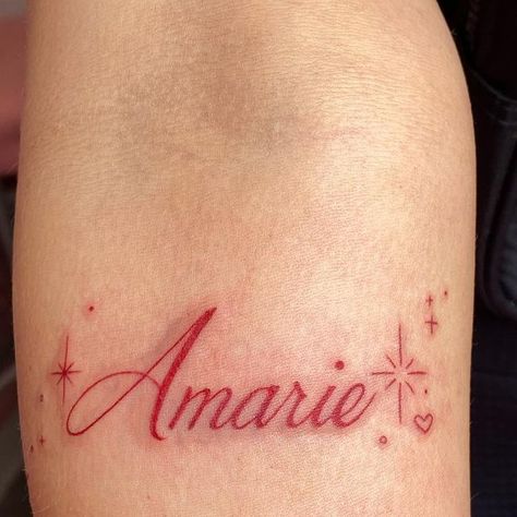 𝐃𝐚𝐥𝐥𝐚𝐬 𝐓𝐱 𝐓𝐚𝐭𝐭𝐨𝐨 𝐀𝐫𝐭𝐢𝐬𝐭 ⟡ on Instagram: "Red tattoos >>>>❤️❤️❤️  thank you @anizzlexoxoo for getting some new ink w/ me ! 🤍" Cursive Writing Tattoos Forearm, Name Tattoos In Red Ink, Girly Name Tattoos, Fire And Desire Tattoo, Name Tattoos Red Ink, Cursive Names Tattoos, Simple Cursive Tattoo, Red Ink Wrist Tattoo, Red Ink Name Tattoo