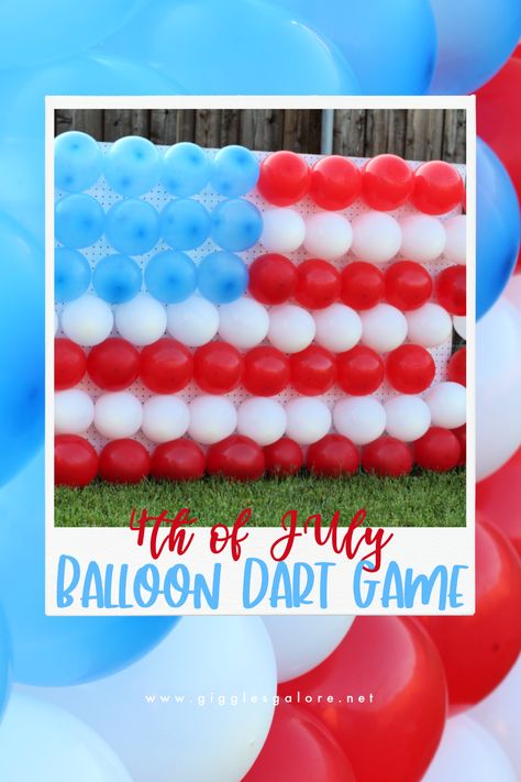 4th of july balloon dart game Balloon Dart Game, Block Party Games, Balloon Pop Game, Fouth Of July Crafts, American Themed Party, 4th Of July Games, Darts Game, Vbs Ideas, Activities For Boys