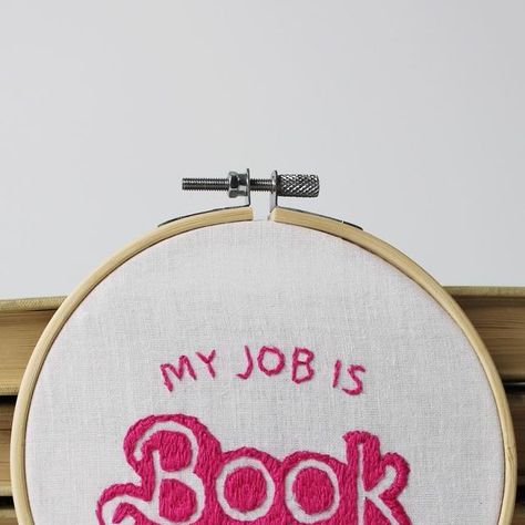 KnitWits Raffle on Instagram: "Check out one of the many items you could win in our #KnitWitsRaffle! Is your job book? If so, you may need this cross-stitched decorative display made by @ebritter2, whose job is also book. Emily designed and created this @barbie-inspired embroidery during 9 hours of watching @taylorswift watch @killatrav play football. Buy your raffle ticket today for a chance to win this and other great handmade items! #knitwitsraffle2023 #embroidery #barbie #book #bookstagram #bookish #booklover #publishing #embroider #embroiderersofinstagram #charity #raffle #charityevent #charityfundraiser #craft #crafts #crafting #crafter #crafters #craftingforacause #handmade #booknerd #bookaddict #bookphotography" Bookish Embroidery Designs, Barbie Cross Stitch, Bookish Embroidery, Barbie Embroidery, Book Embroidery, Book Of Job, Barbie Inspired, Raffle Ticket, Charity Fundraising