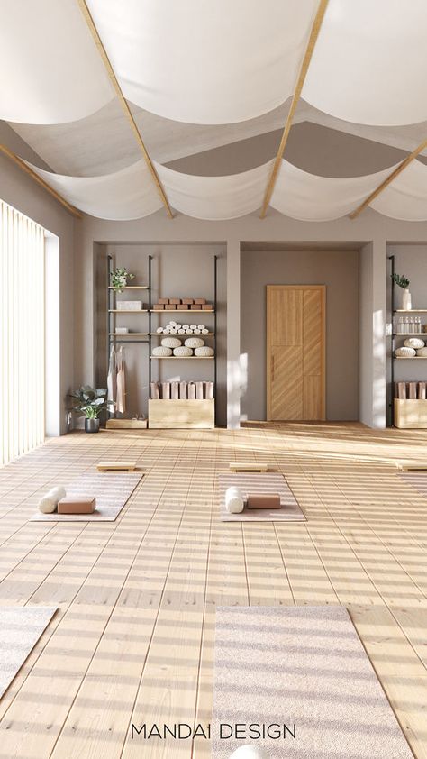 Thinking about a new interior for your yoga studio? Achieving the right balance between flexibility and style is essential for success. At Mandai Design, we create elegant shelving systems and customizable furniture to enhance any yoga studio, regardless of size. Tap the pin to explore our retail fixtures especially designed for yoga studios! #yogastudio #yogastudiodesign Interior Design Yoga Studio, Breathwork Studio, Studio Interior Ideas, Basement Yoga Studio, Yoga Studio Design Interiors, Modern Yoga Studio, Small Yoga Studio, Pilates Design, Centro Yoga