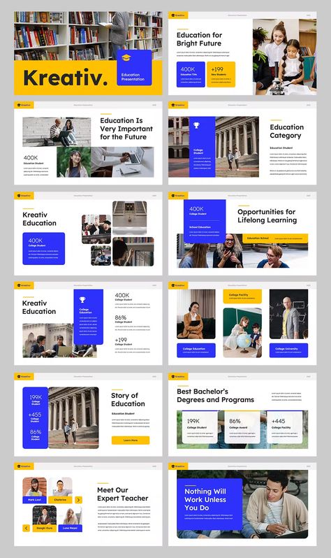 Education Powerpoint Template. 30+ Slides. Canva Presentation Template, Canva Presentation, Student Presentation, Presentation Slides Design, Gfx Design, Branding Portfolio, Slides Design, Powerpoint Design Templates, Powerpoint Presentation Design