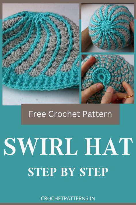 Crochet Swirl Hat Pattern Unique Crochet Beanie Patterns, Spiral Hat Crochet Pattern, Free Crochet Hat Patterns For Women Beanie, Spiral Knit Hat Pattern Free, Crochet Spiral Beanie Pattern Free, Spiral Beanie Crochet Pattern, Swirl Crochet Pattern Spirals, Spiral Crochet Hat, Crochet Spiral Hat