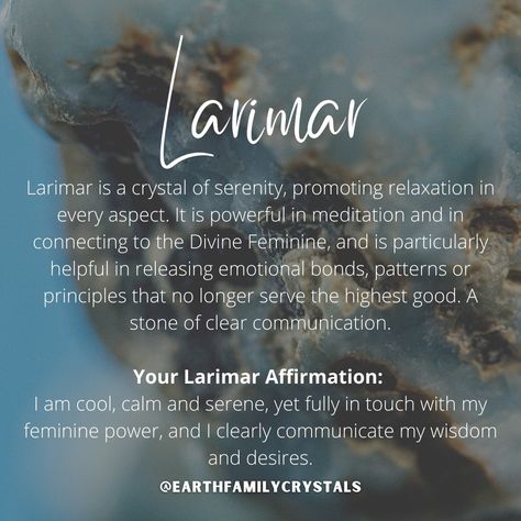 Larimar Crystal, Crystal Properties, Crystals Healing Properties, Crystals For Sale, Clear Communication, Crystal Healing Stones, Feminine Power, Crystal Magic, Crystal Meanings