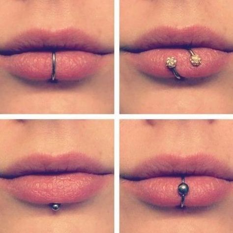 46 Gorgeous And Eye-catching Labret Piercing And Lip Piercing You May Love Spiderbite Piercings, Pretty Piercings, Labret Ring, Mouth Piercings, Double Tongue Piercing, Double Ear Piercings, Piercing Labret, Face Piercings, Cool Piercings