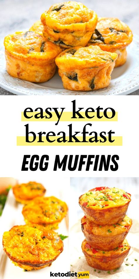 The best quick, easy, time-saving keto breakfast. Savory, delicious egg muffins are super easy to make as an on-the-go meal for adults and kids. Make them ahead of time and enjoy a healthy meal at any time! Breakfast Savory, Keto Egg Muffins, Keto Breakfast Muffins, 200 Calorie, Carb Foods, Low Carb Breakfast Recipes, Egg Muffins, Carb Meals, Live Fit