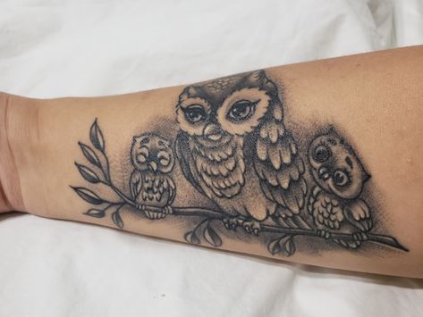 Baby Owl Tattoos, Owl Tattoo Sleeve, Animal Tattoos For Women, Cute Owl Tattoo, Simple Tattoos For Women, Patchwork Tattoo, Branch Tattoo, Dragon Tattoo For Women, Tattoos For Women Half Sleeve