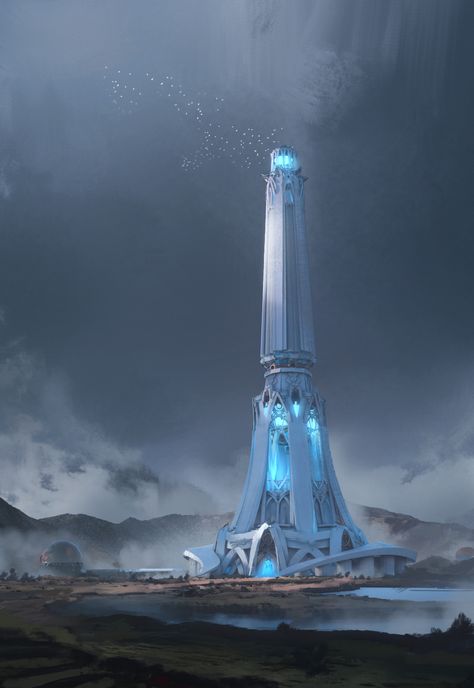 Fantasy Tower Design, Mage Tower Concept Art, Magic Tower Fantasy Art, Wizard Tower Art, Fantasy Tower Art, Wizard Tower Concept Art, Fantasy Wizard Tower, Fantasy Building Concept Art, Tower Concept Art