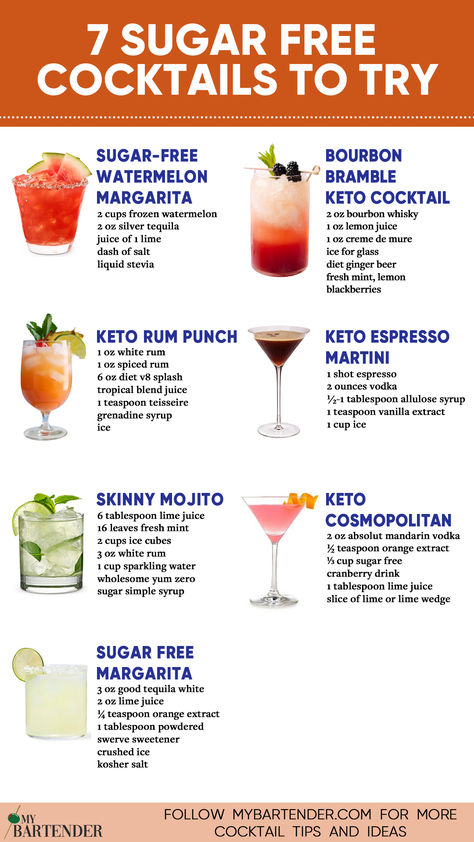 Sugar Free Cocktails Sugar Free Alcoholic Drinks, Sugar Free Alcohol, Low Calorie Alcoholic Drinks, Sugar Free Cocktails, Low Calorie Cocktails, Low Carb Cocktails, Sugar Free Drinks, Alcholic Drinks, Keto Cocktails